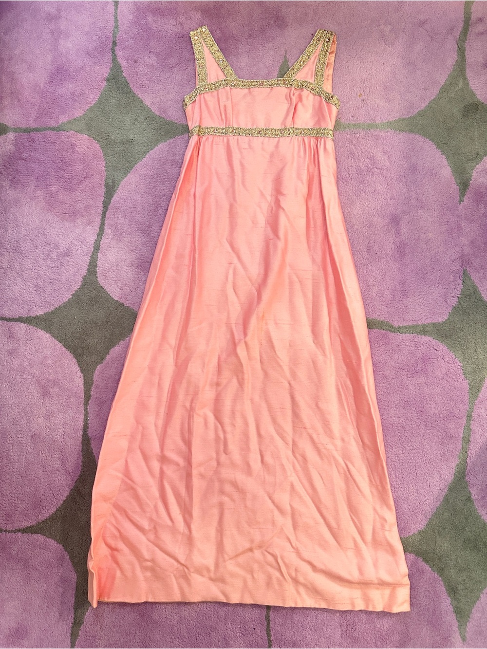 Peach Maxi Dress with Gold Trim